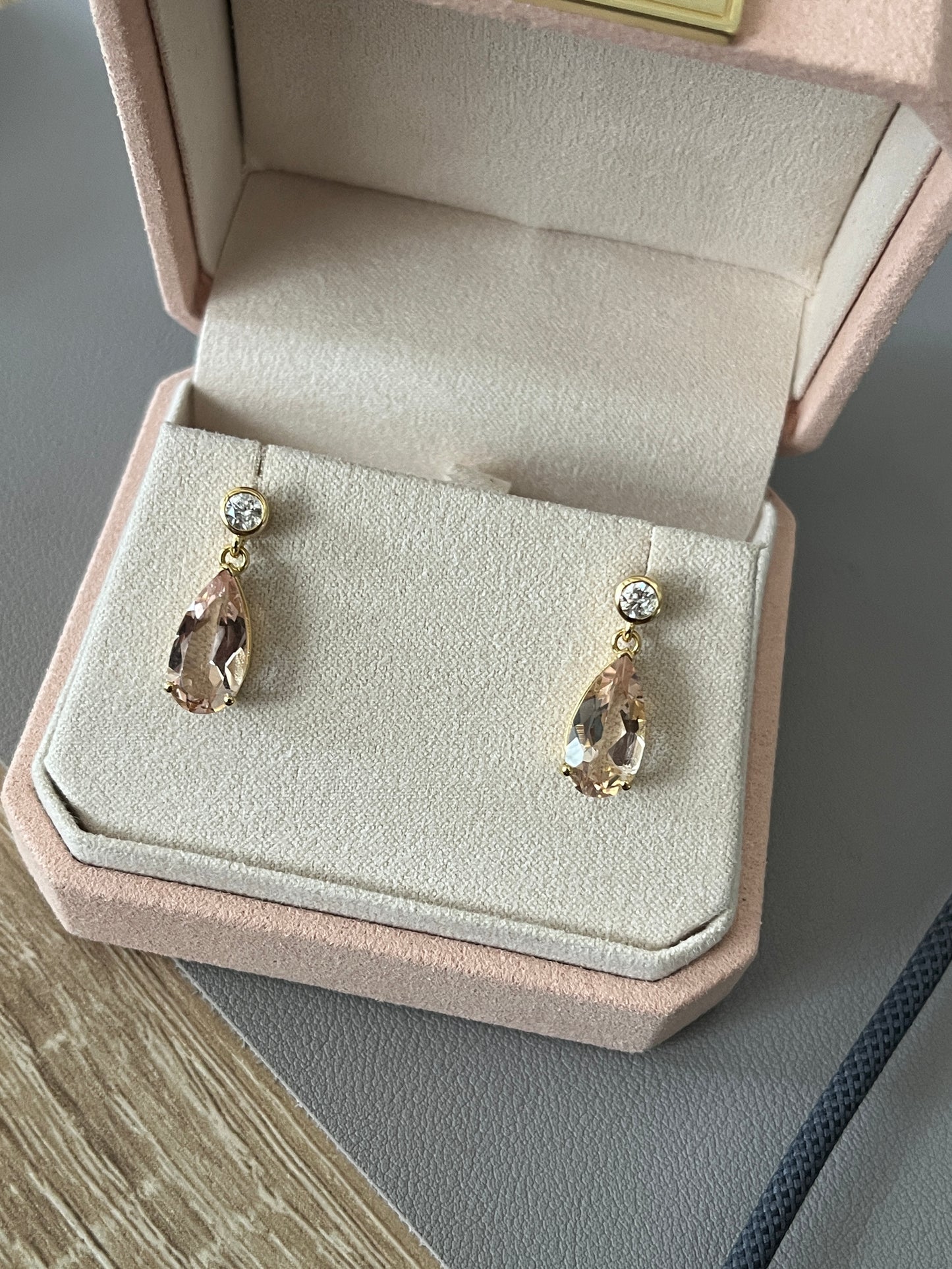 Morganite and Diamond Earring