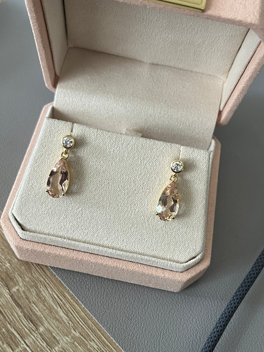 Morganite and Diamond Earring