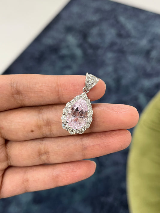 Kunzite Diamond Pendant